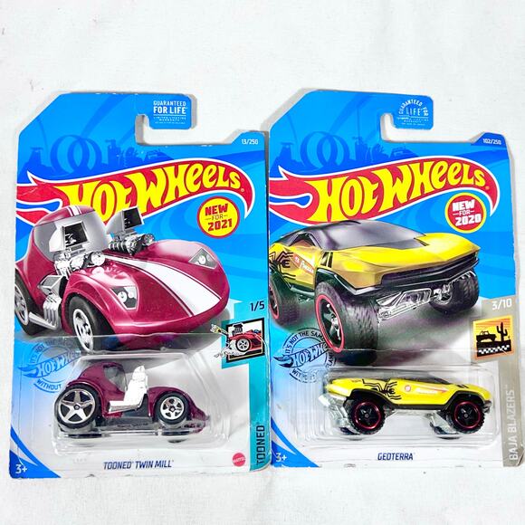 Hot Wheels Carded Lot Of 10 Toy Cars Blue Yellow Kids New (H) - Picture 4 of 6